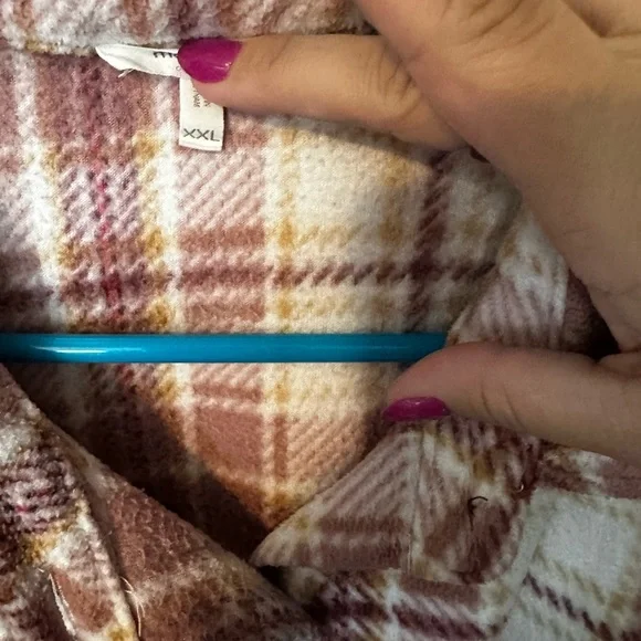 Maurices Plaid Shacket - Mauve and Cream - Picture 3 of 3